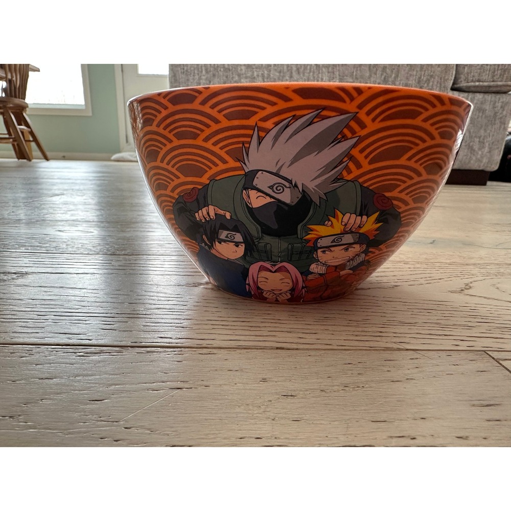 Naruto Shippuden Team 7 Ceramic Ramen Bowl Orange Kakashi Sasuke Sakura Bioworld